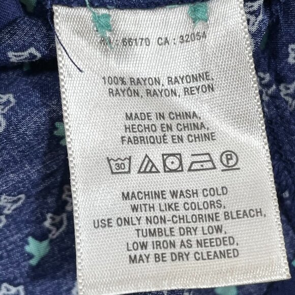 Maeve ANTHROPOLOGIE Size‎ 2 Flying Birds Navy Rayon Chest Pockets Shirt Blouse - Picture 7 of 7